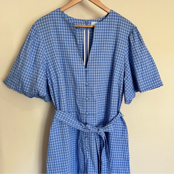 PEARL BY LELA ROSE Seersucker Belted Romper 16 - Picture 7 of 14